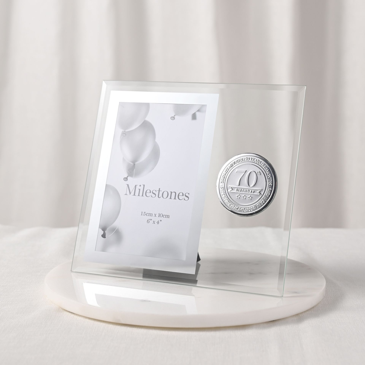 Milestones Glass Frame with Metal Badge 4" x 6" - 70