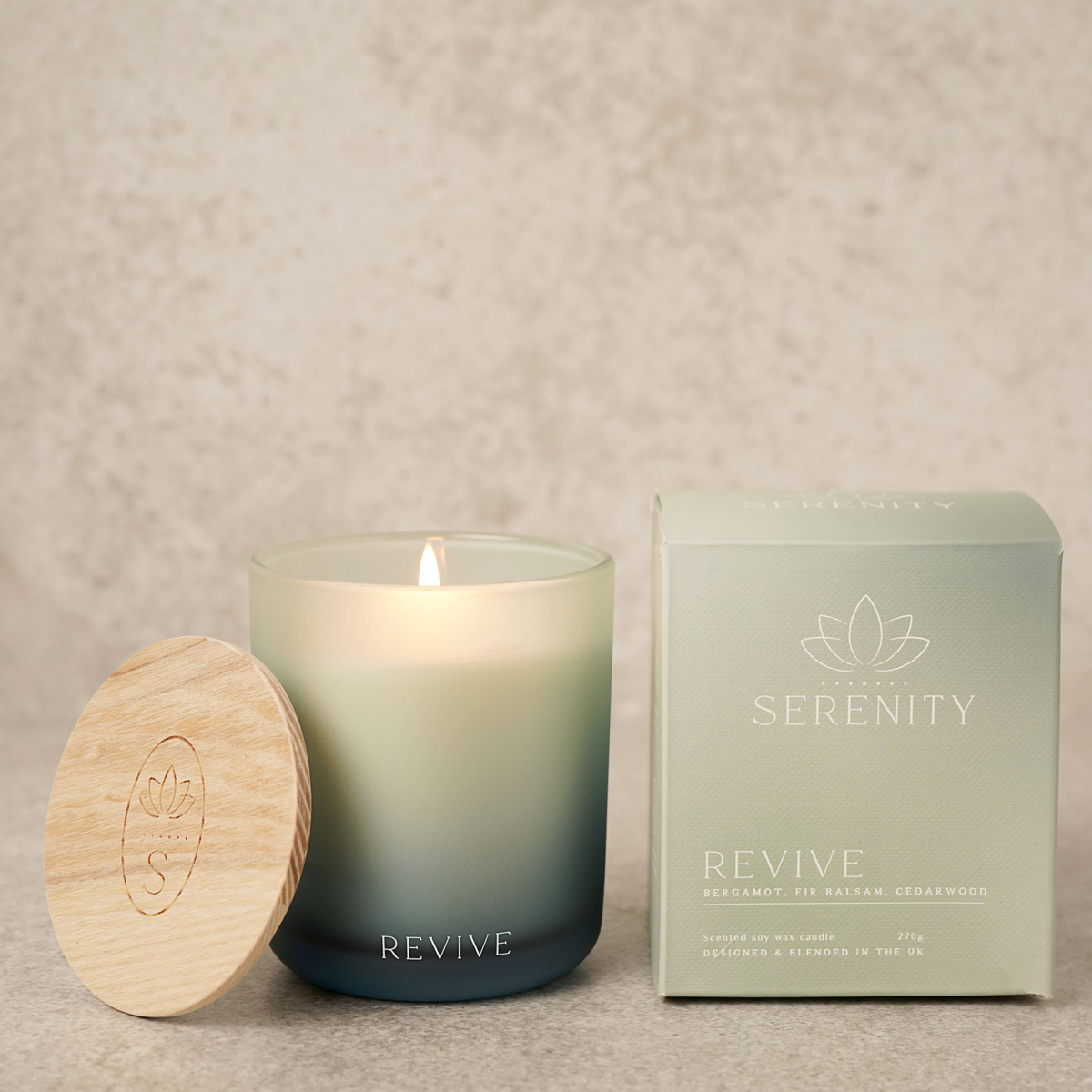 Serenity Revive Candle 270g Bergamot, Fir Balsam & Cedarwood
