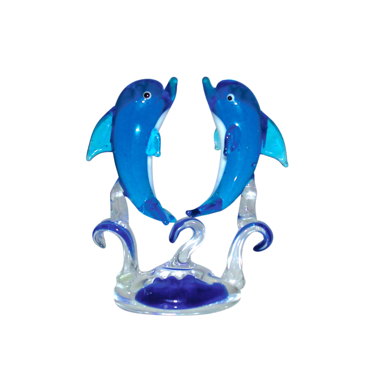 Objets d'art Miniature Glass Figurine - Dolphins