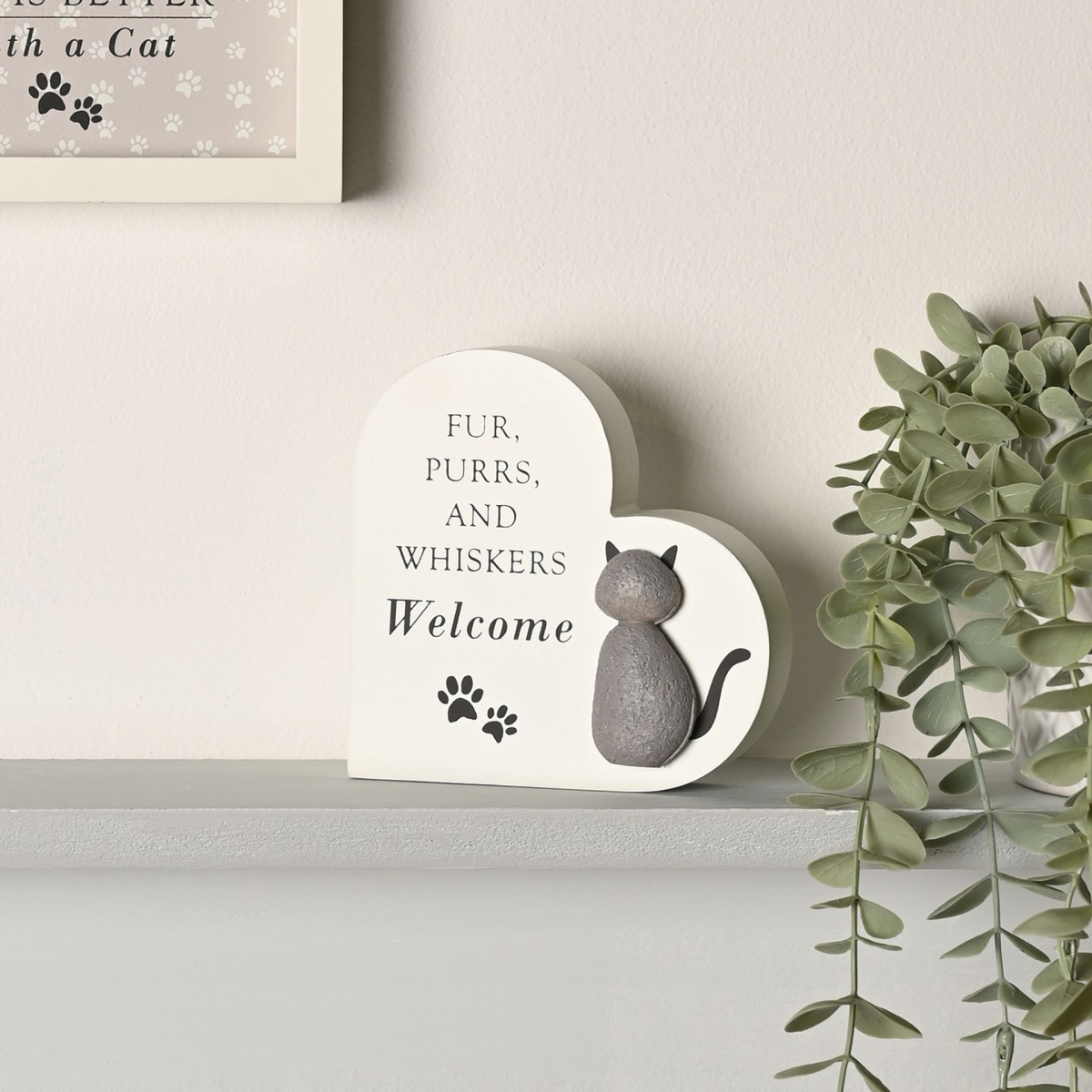 Best of Breed Heart Plaque - "Fur, Purrs and Whiskers Welcome"