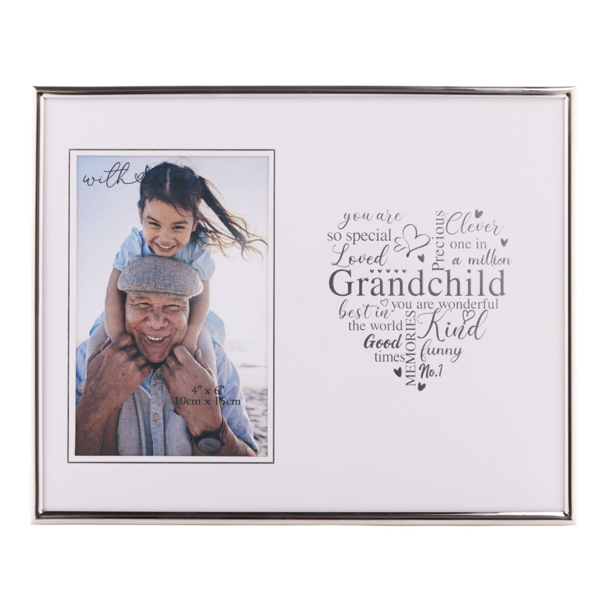 With Love Silver Heart Frame 4" x 6" - Grandchild