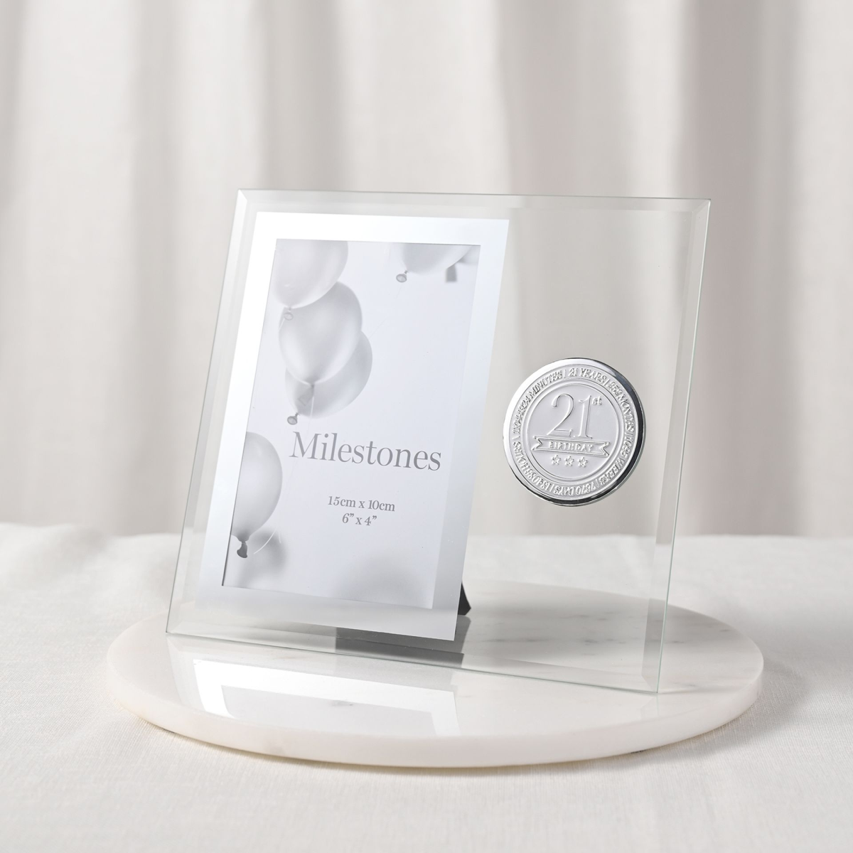 Milestones Glass Frame with Metal Badge 4" x 6" - 21