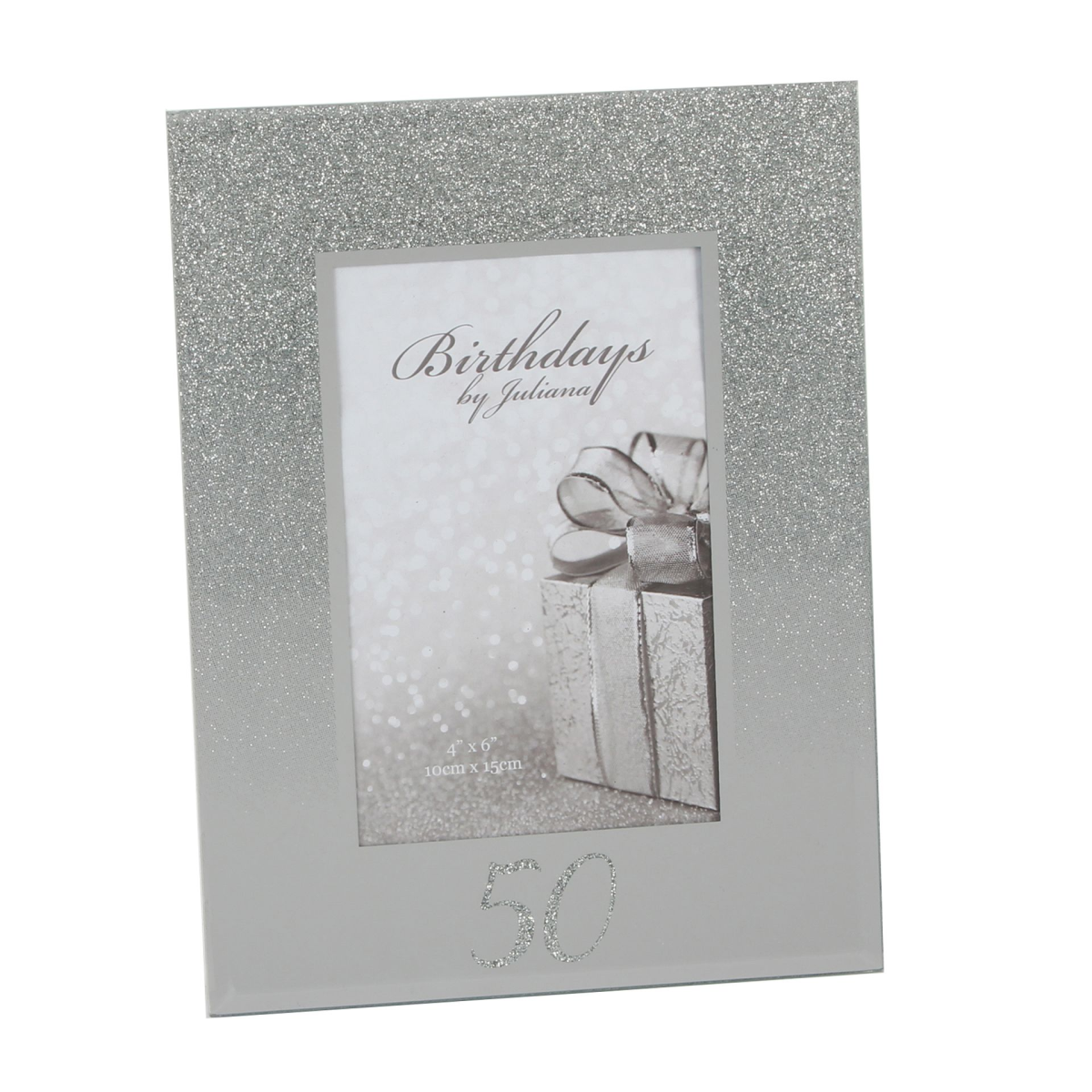 Milestones Glitter Mirror Frame 4" x 6" - 50th