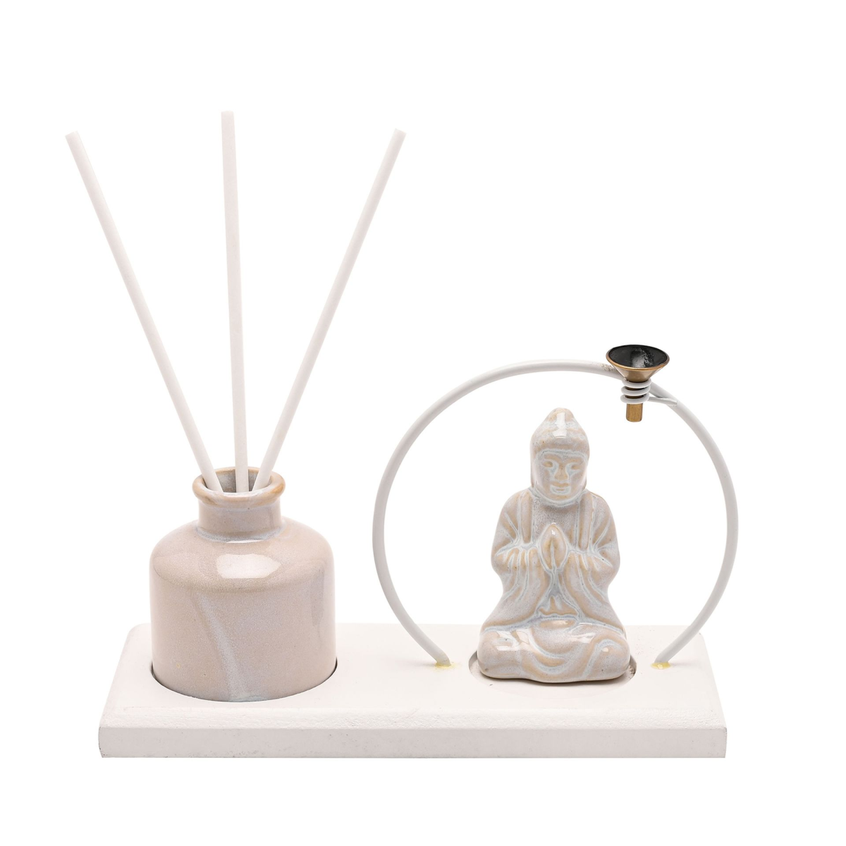 Serenity Buddha Incense & Diffuser Holder Gift Set - White