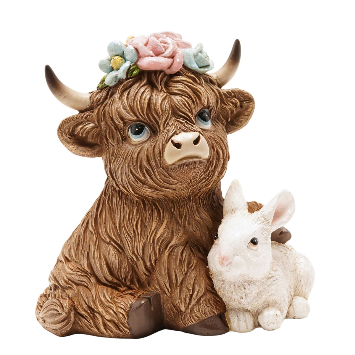 Country Living Highland Cow With Spring Bunny