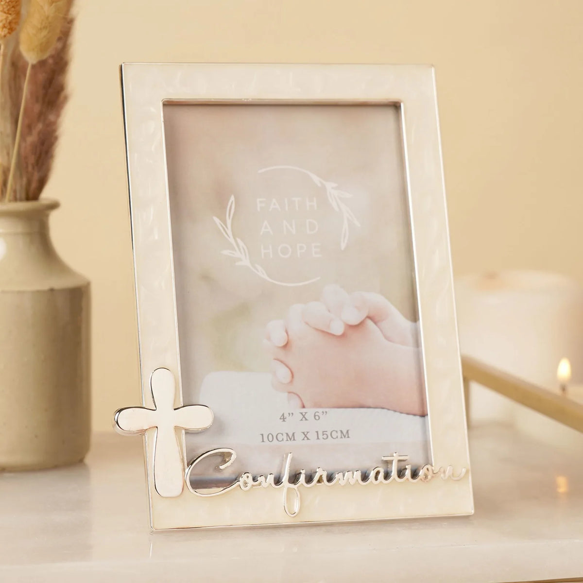 Faith & Hope Enamel Frame & Cross - Confirmation