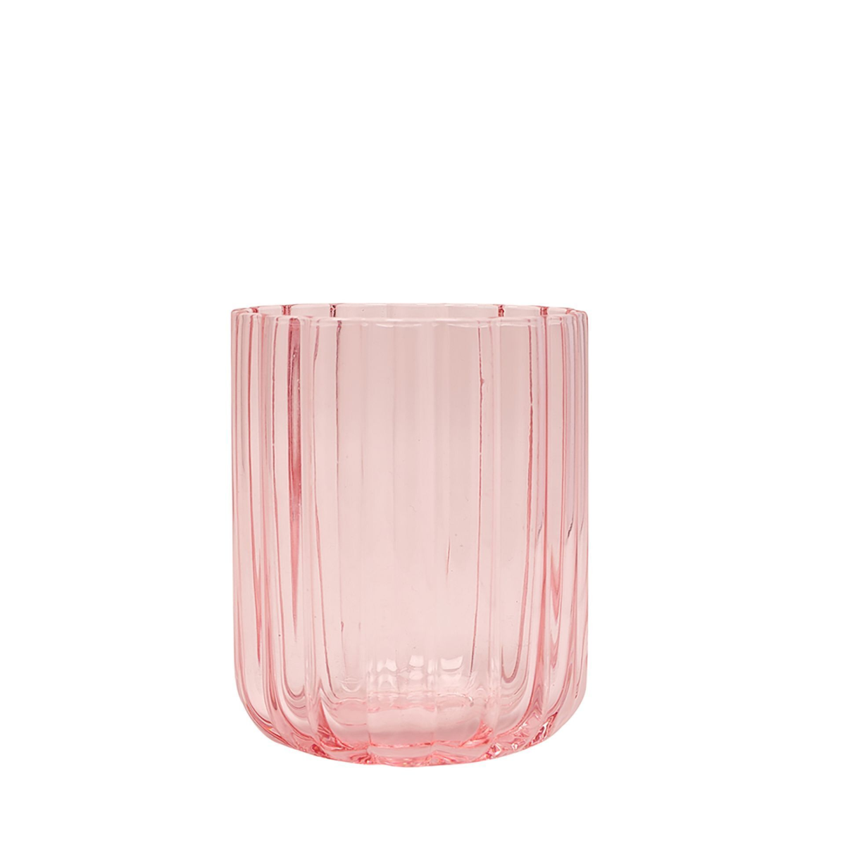Set Of 2 Hestia Bright Pink Scalloped Glass Tumblers - Small *(32/12)*