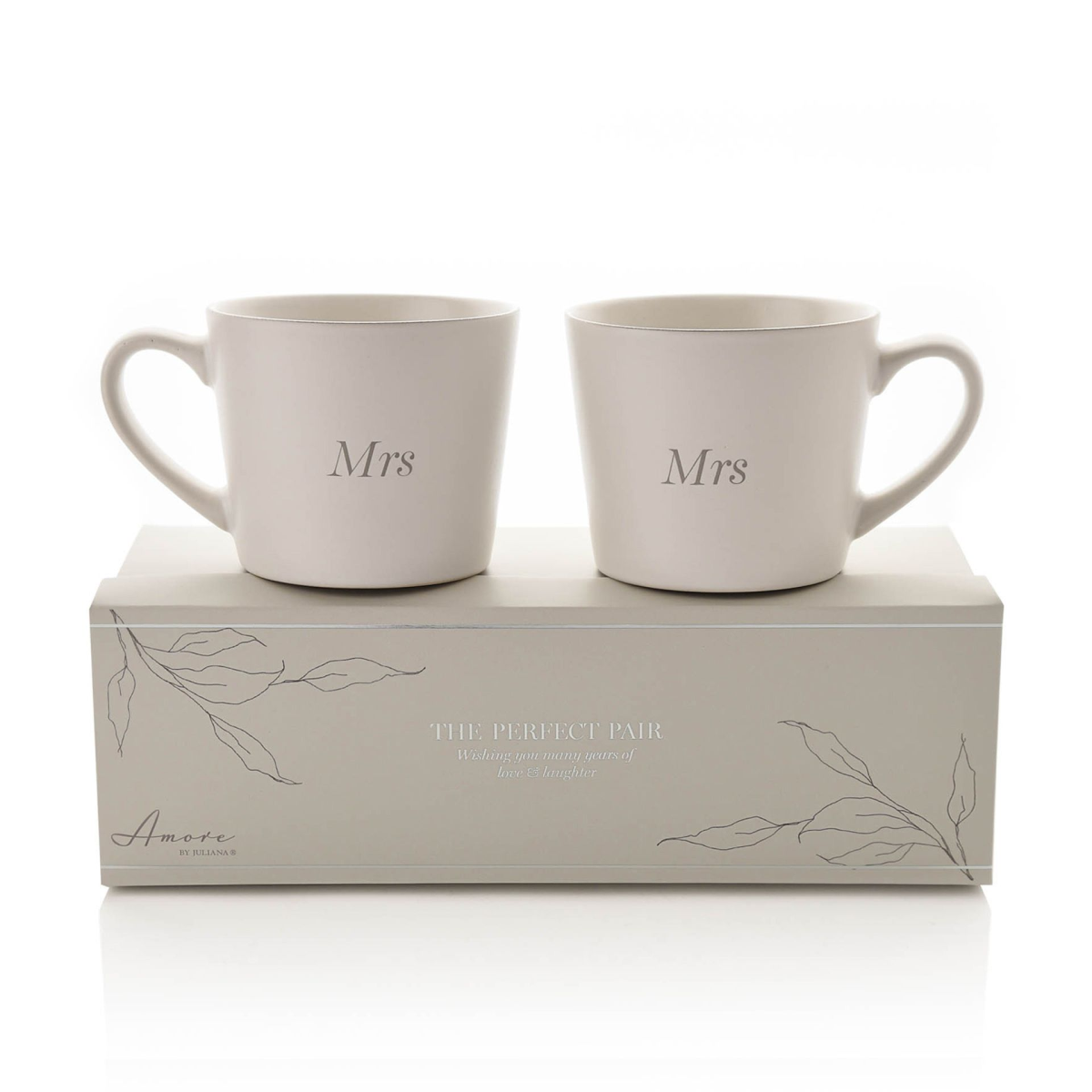 Amore Set of 2 White Mugs - Mrs & Mrs