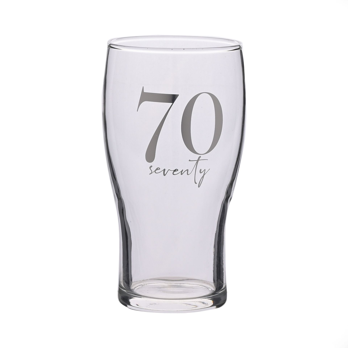 Milestones Beer Glass 70th Birthday