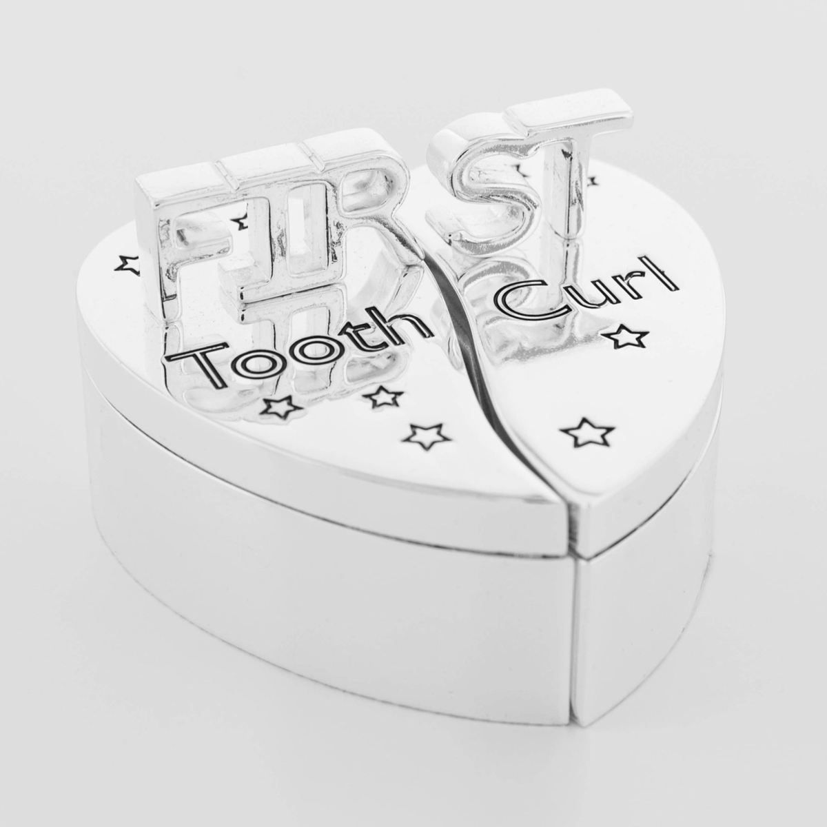S/Plated Heart Shape First Tooth+Curl Box (Splits into 2 )