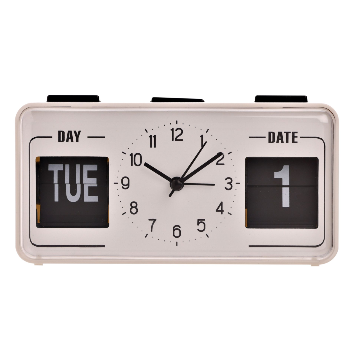 Hometime Calendar Alarm Clock - White & Black