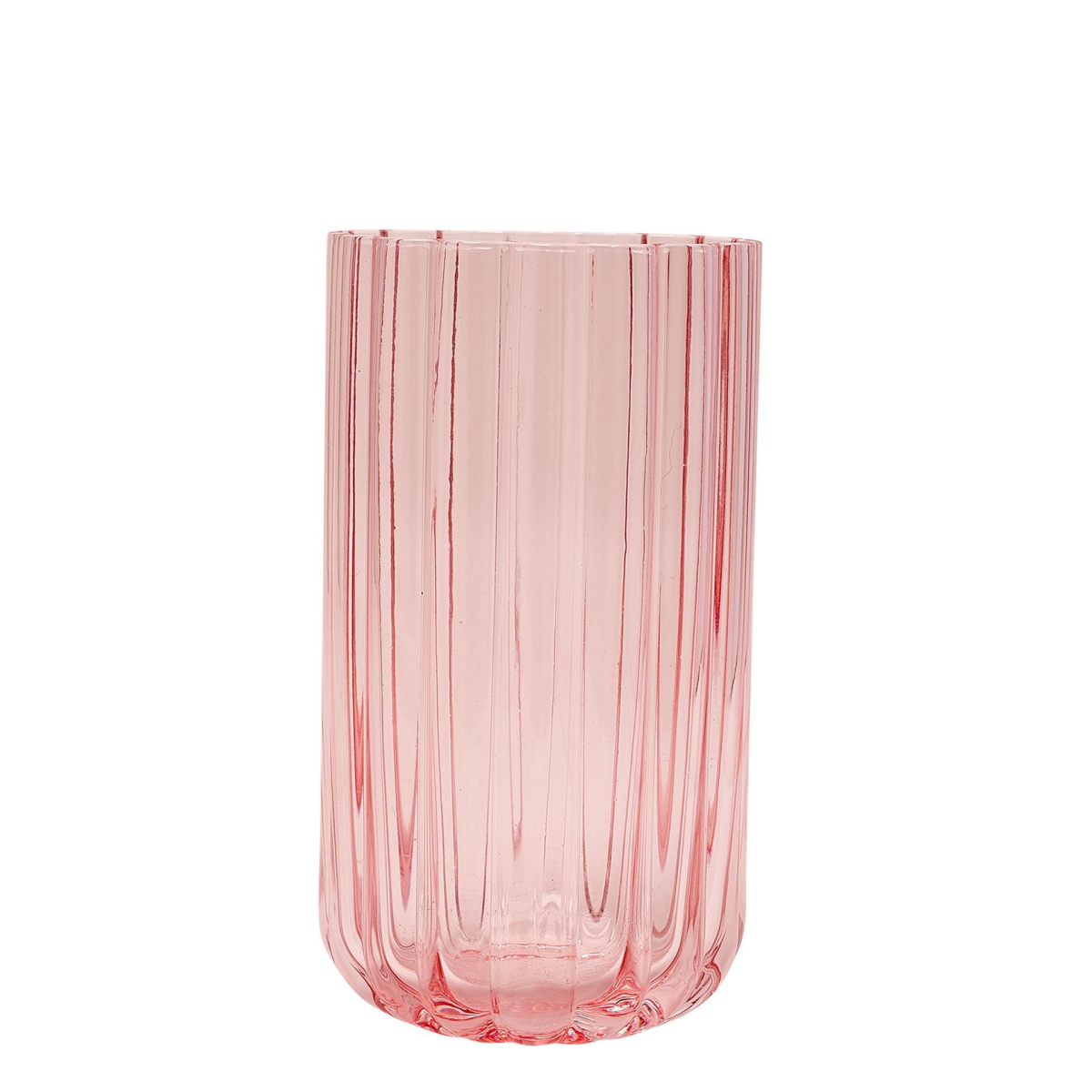 Set Of 2 Hestia Bright Pink Scalloped Glass Tumblers - Large *(32/12)*