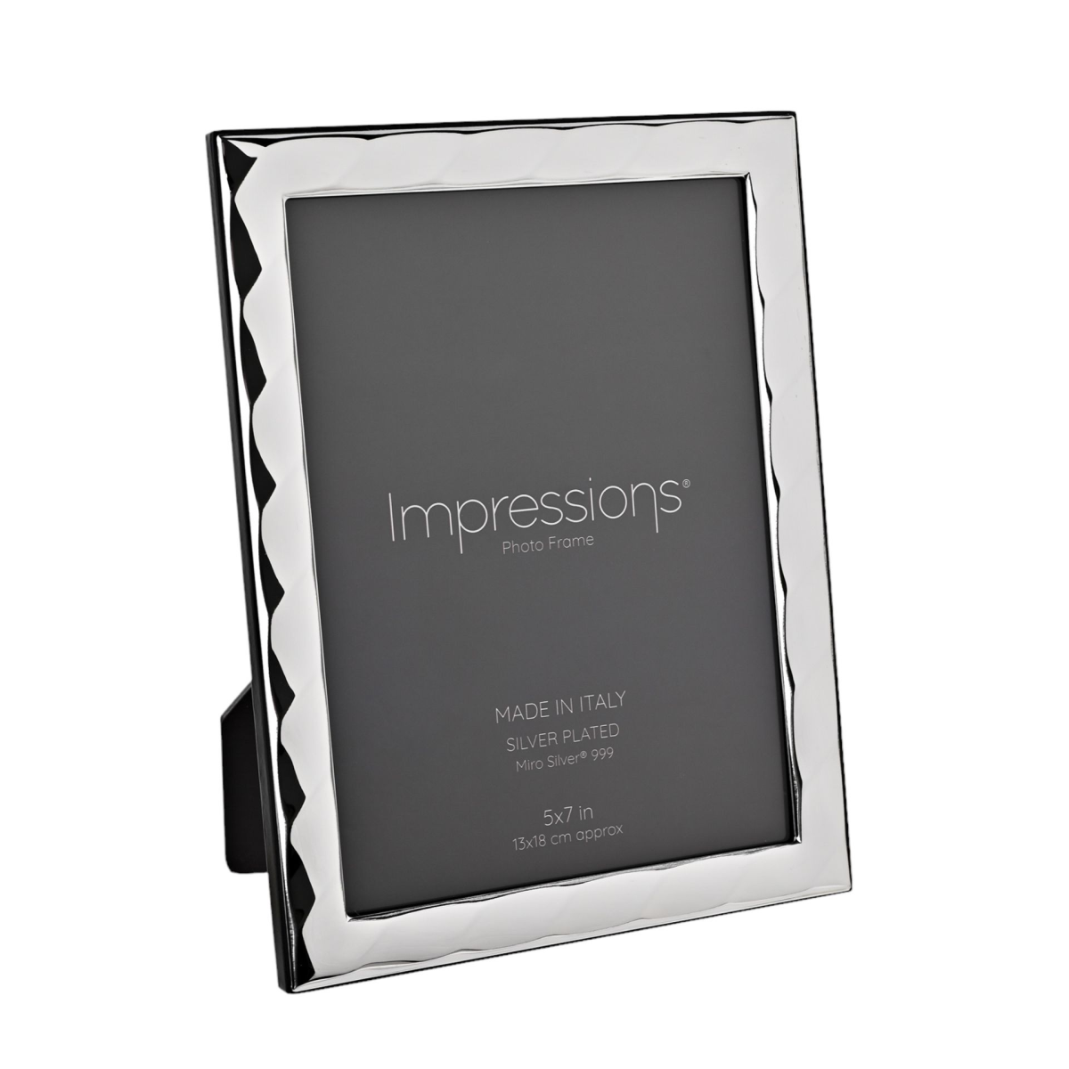 Impressions 999 Silver Bevelled Photo Frame 5" x 7"  Wood Back Made In Italy