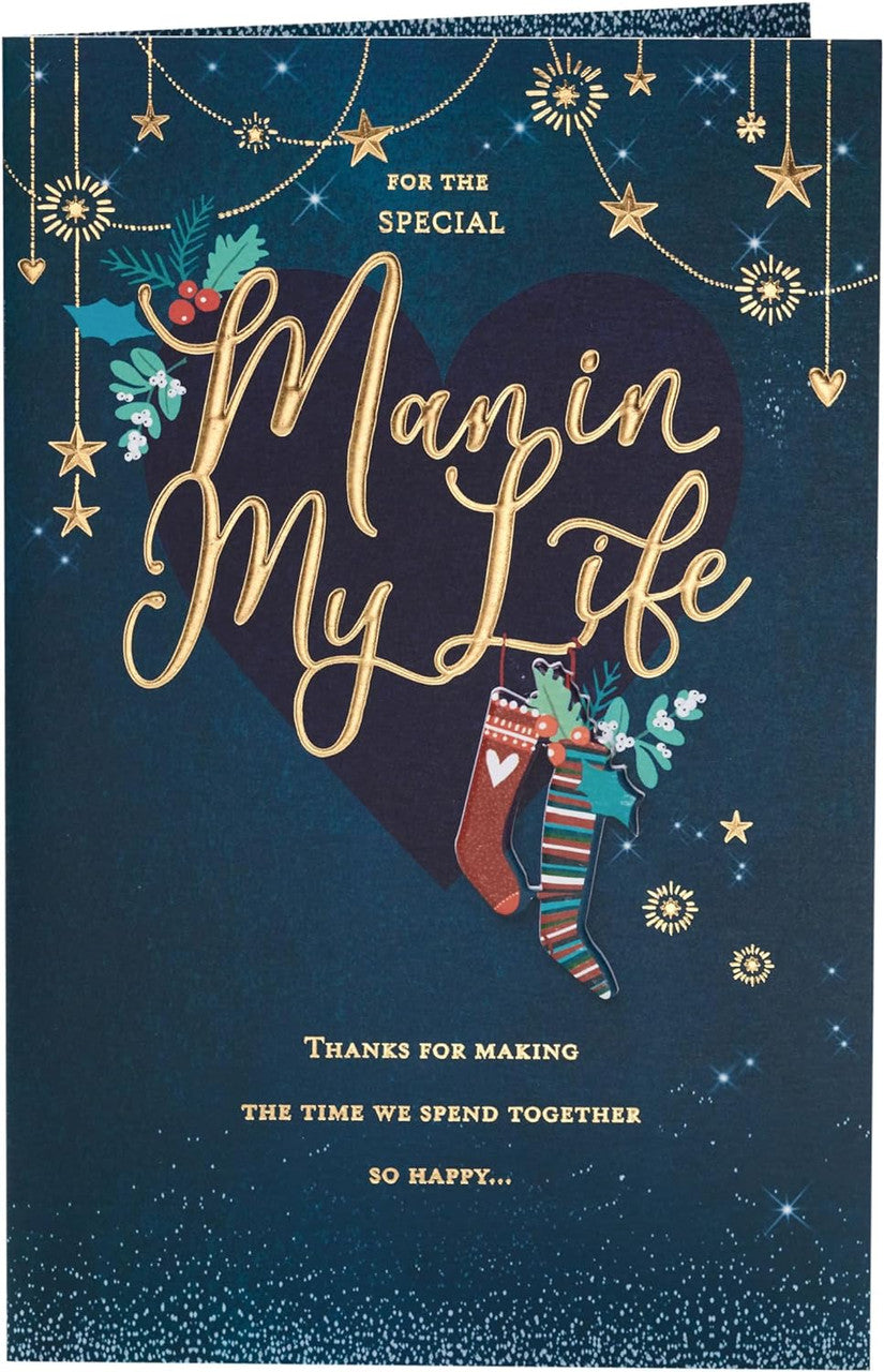 Man in My Life Christmas Card - Stockings and Decorations
