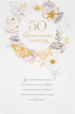 50th Wedding Anniversary Card - Years Of Love And Happiness