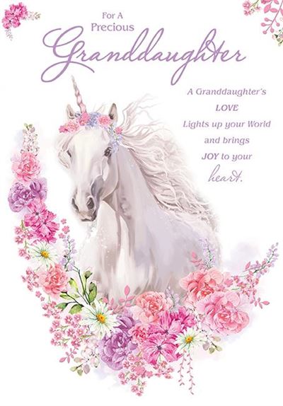 Granddaughter Birthday Card - Beautiful Blooming Unicorn