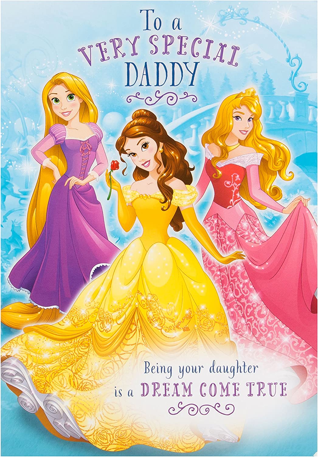 Daddy Birthday Card - Disney Princesses Card From Daughter - Colouring Activities Inside