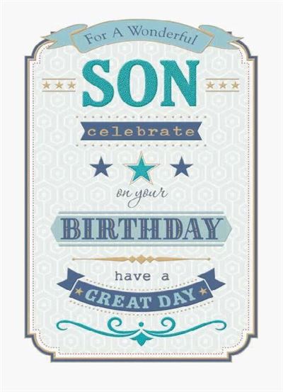 Son Birthday Card - A Word Art Message to "Reminisce"