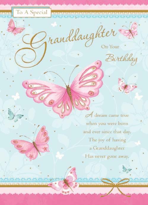 Granddaughter Birthday Card - Flitting Butterflies