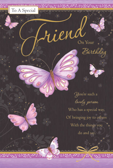 Friend Birthday Card - Pink Butterflies 