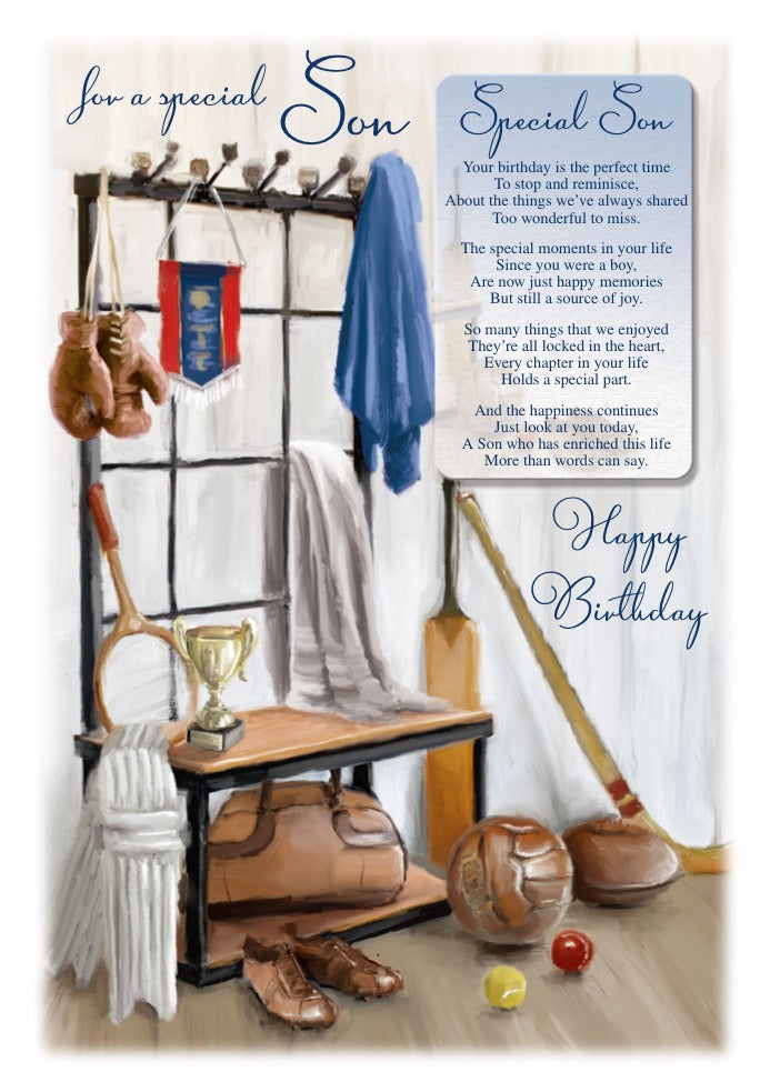 Son Birthday Card - A Variety Of Sporting Activities - Keepsake Card Included