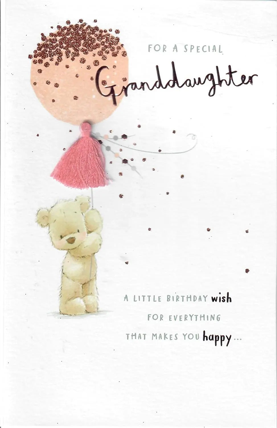 Granddaughter Birthday Card - Nutmeg Bear Holding a Balloon