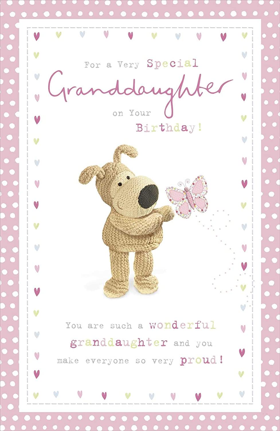 Granddaughter Birthday Card - Boofles And A Pretty Butterfly