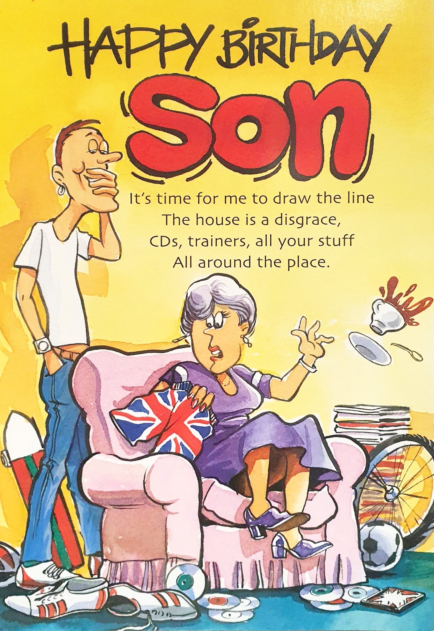 Humorous Son Birthday Card - Frustration and a Huge Telling Off