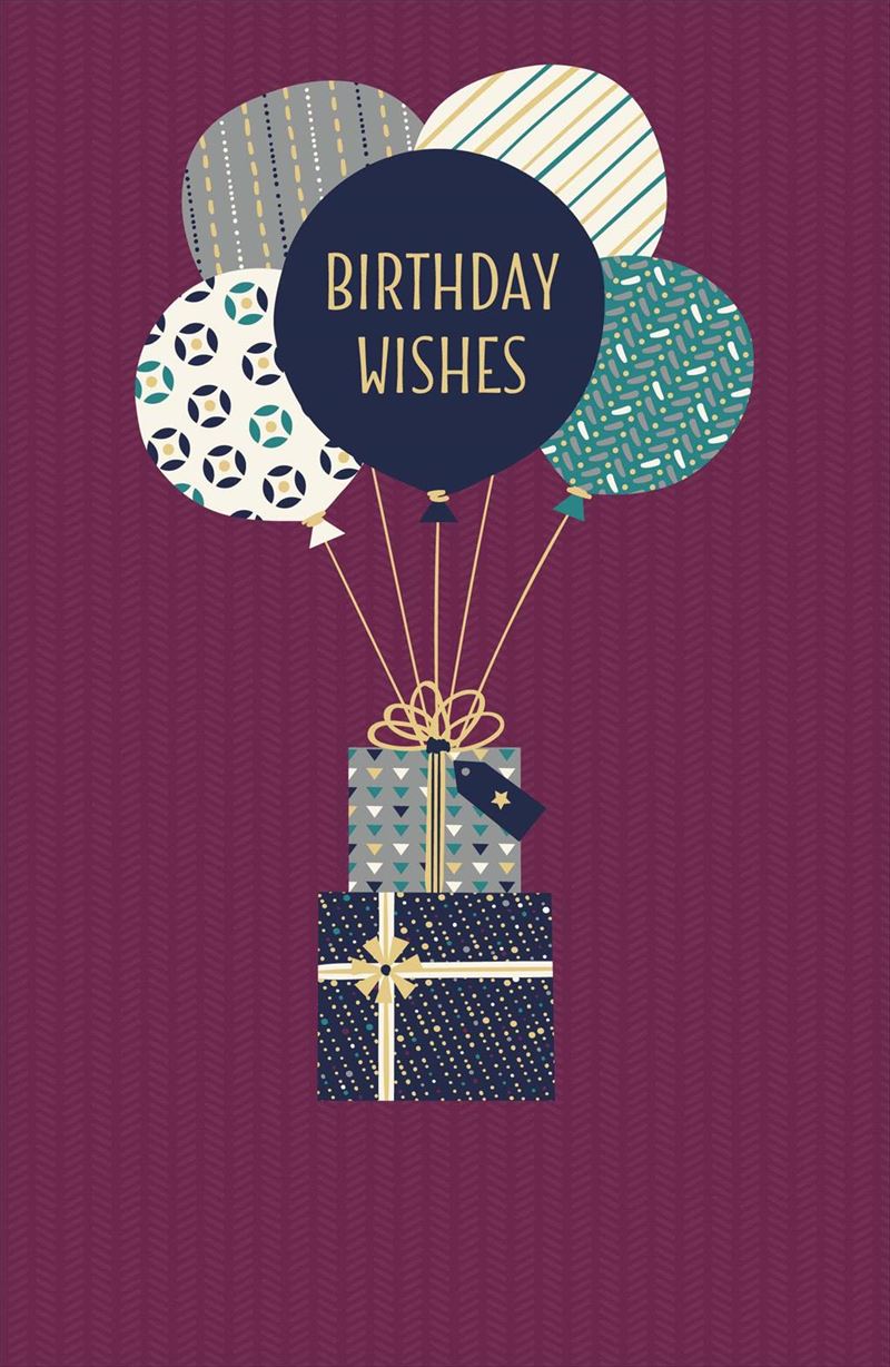 Birthday Card - Elegant Presents And Balloons
