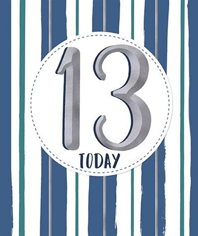 13th Birthday Card - Bold Silver Metallic 13 Emblem