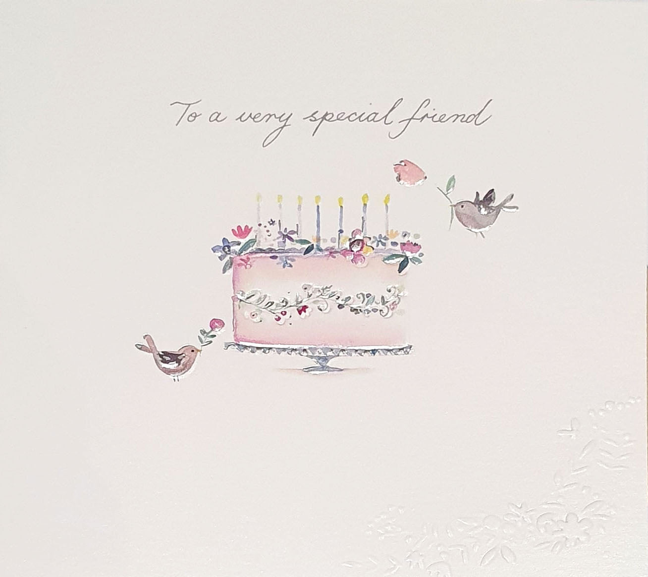 Friend Birthday Card - Birds Decorating Pretty Cake 