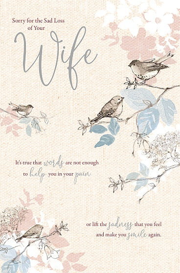 Wife Sympathy Card - Robins On A Branch