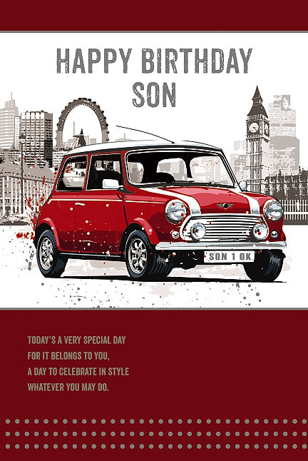 Son Birthday Card - Authentic Red Mini