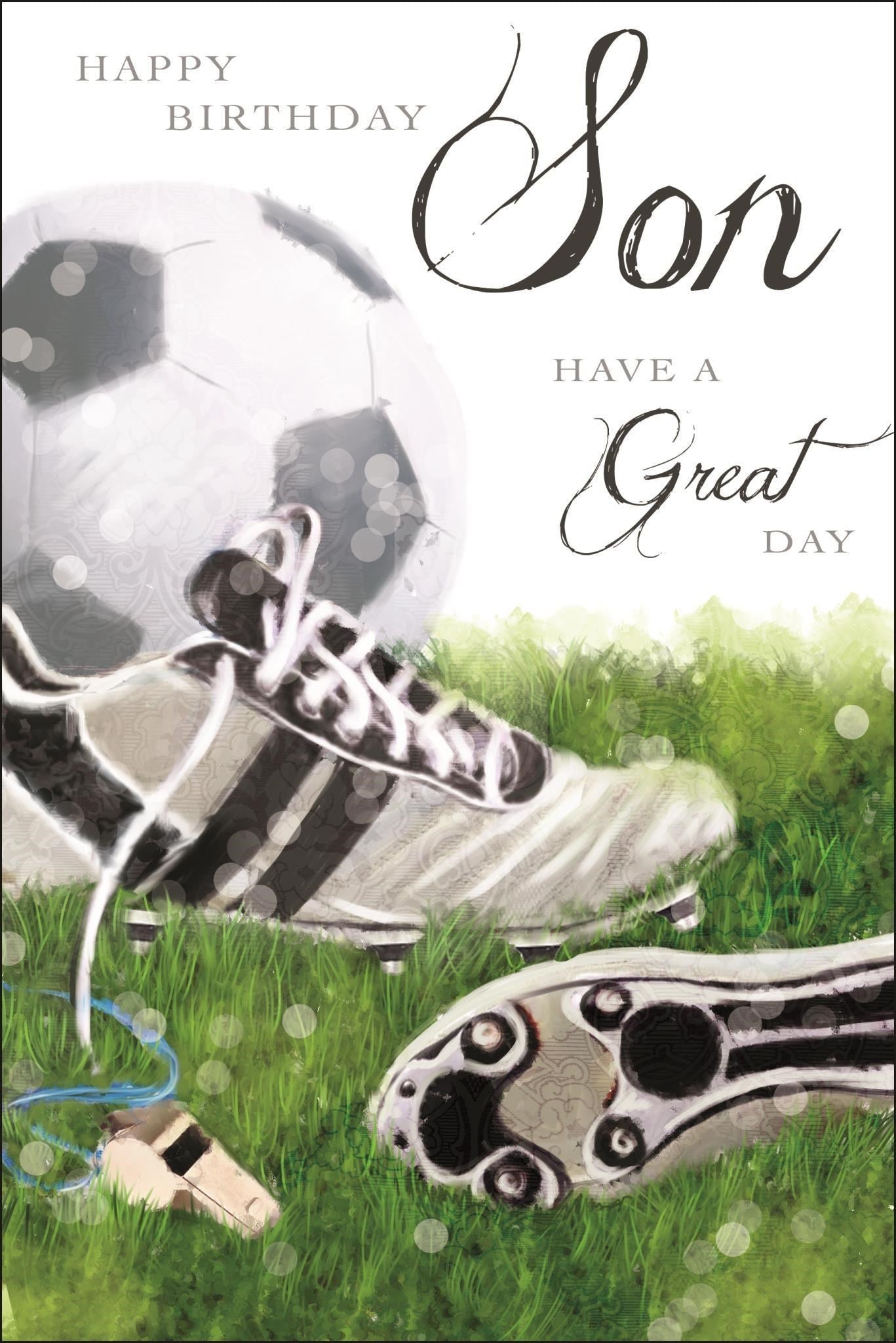 Son Birthday Card - Football And Football Boots