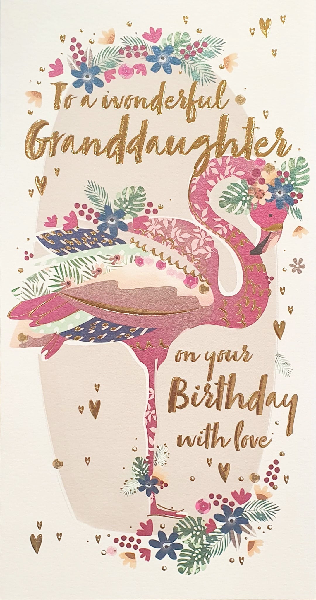 Granddaughter Birthday Card - Flamingo Wishes