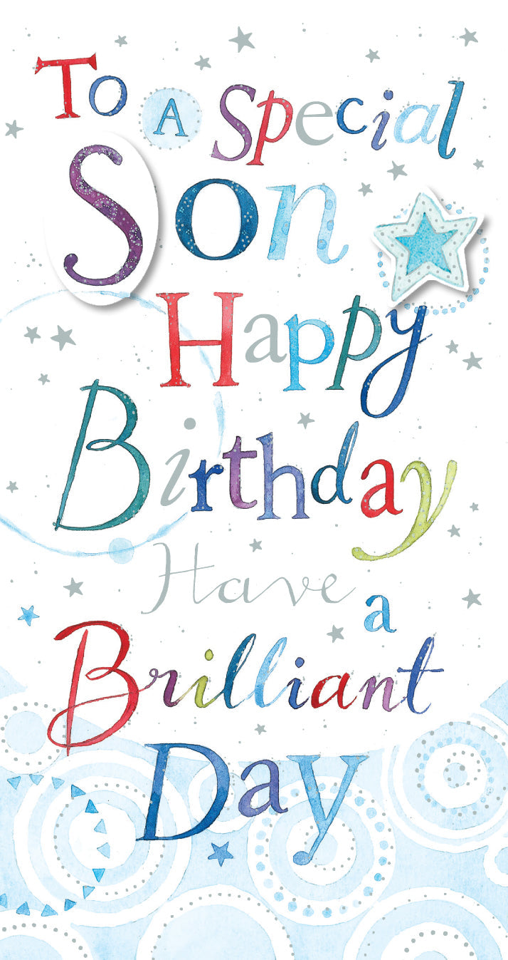 Son Birthday Card - Decoupage Colourful Word Art
