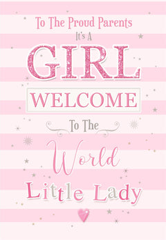 New Baby Girl Card - Welcome Little Lady