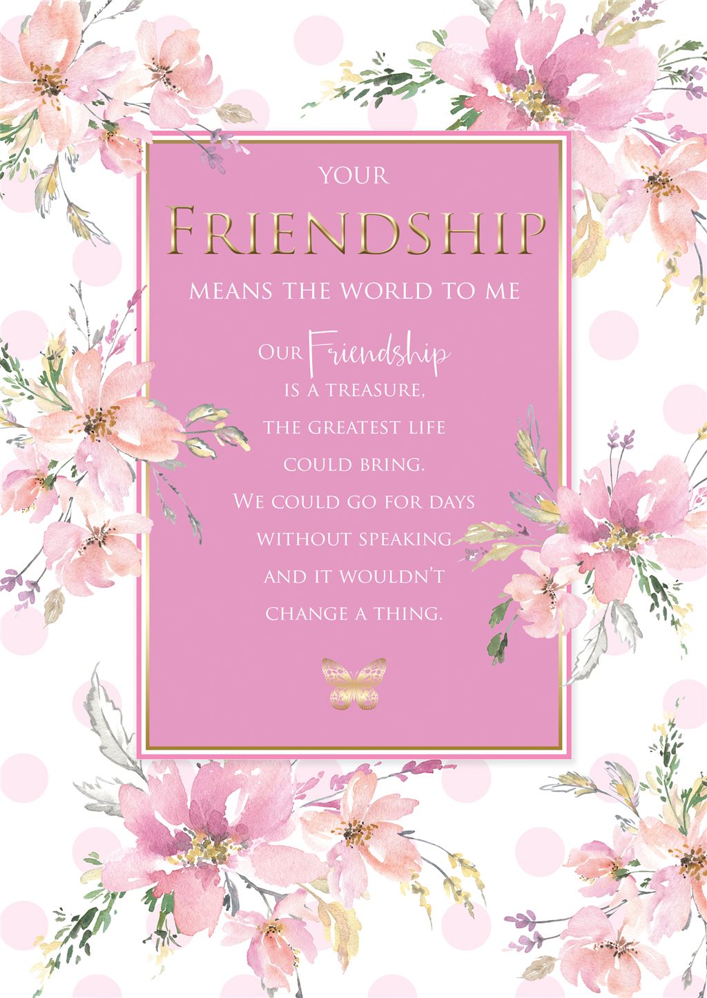 Friend Birthday Card - Blush Pink Florals Of Friendship