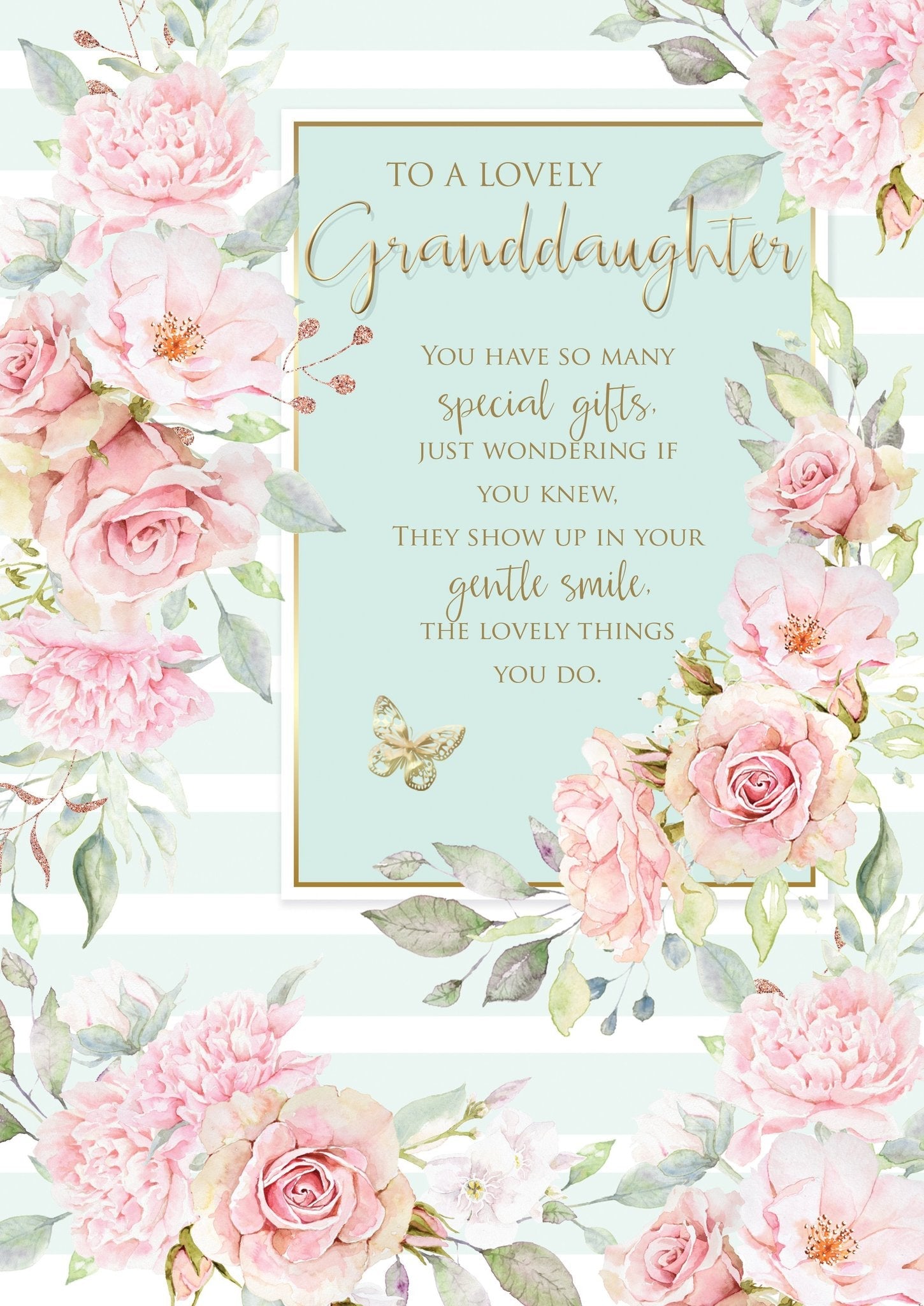 Granddaughter Birthday Card - Pretty Roses For Lovely You