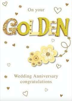 50th Wedding Anniversary Card - Handmade Decoupage Card 