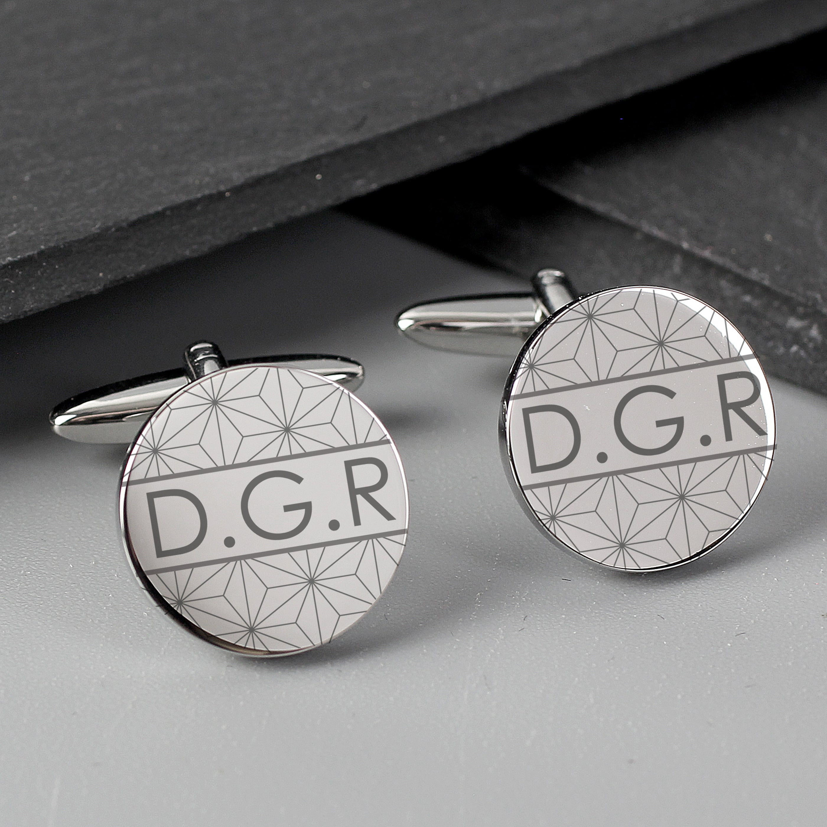 Personalised Geometric Round Cufflinks