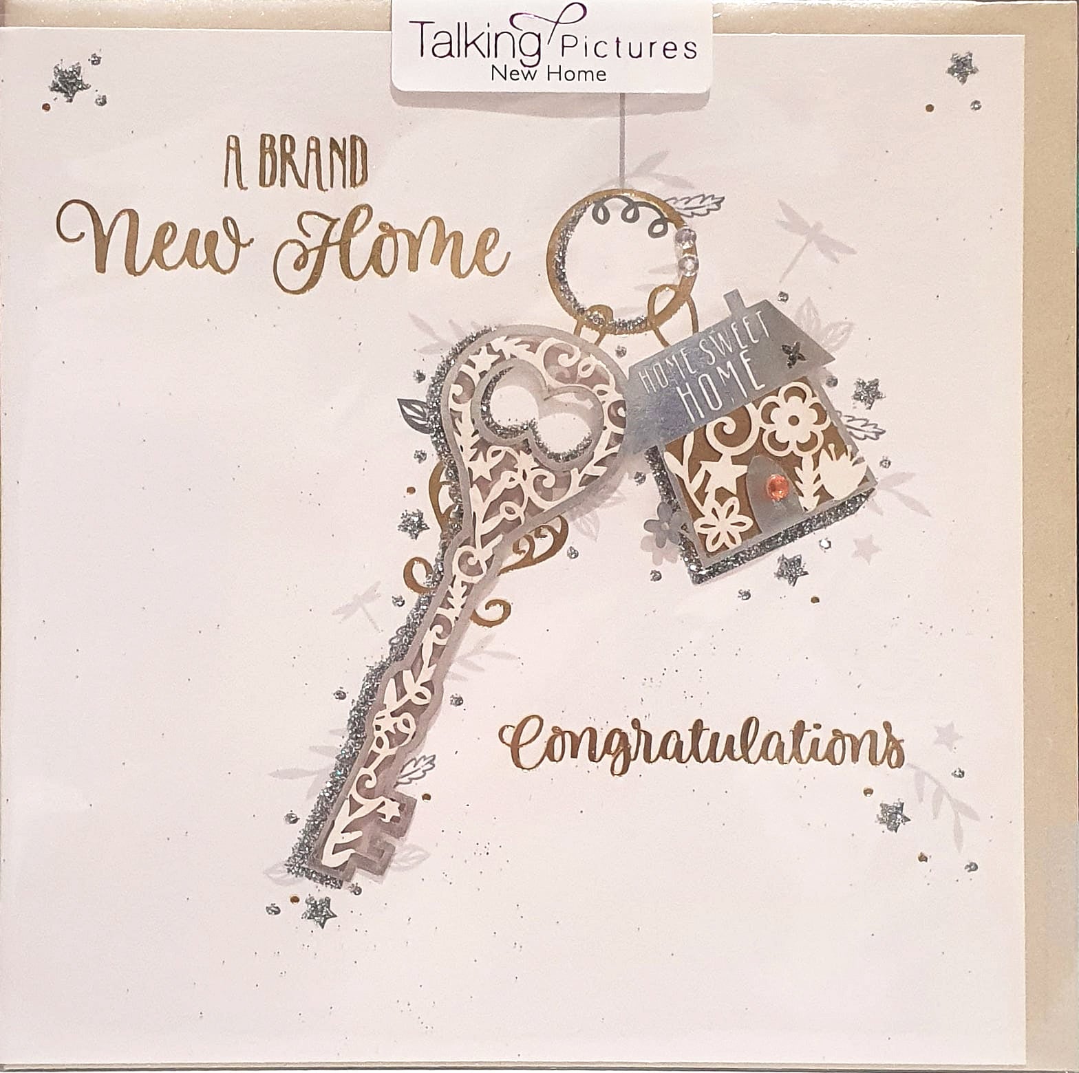 Handmade New Home Card - Keys and Home Sweet Home