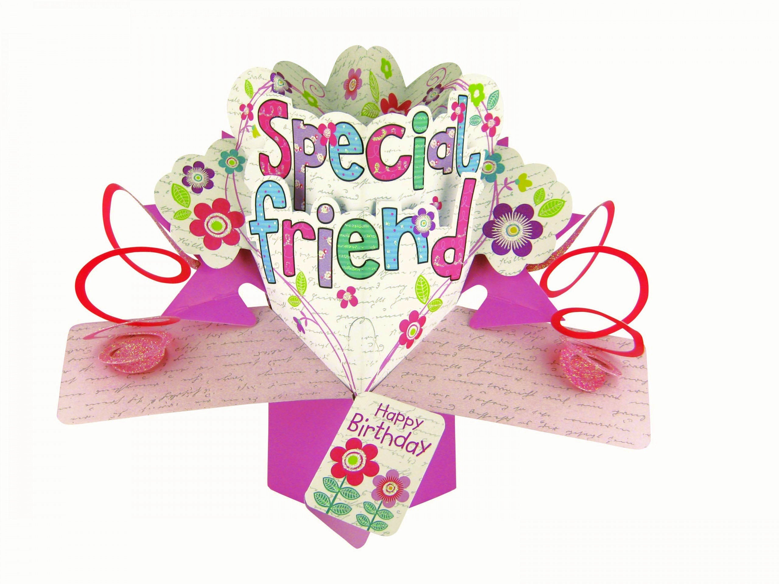 Pop Up Special Friend Birthday Card - Floral Theme 
