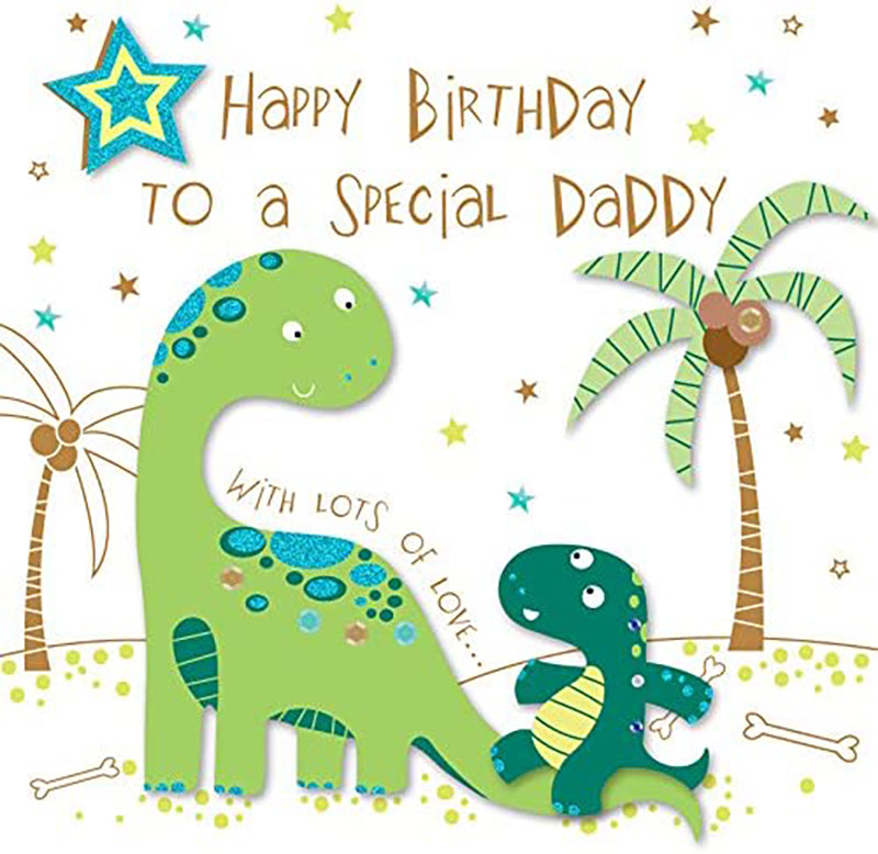 Daddy Birthday Card - Loving Dinosaurs
