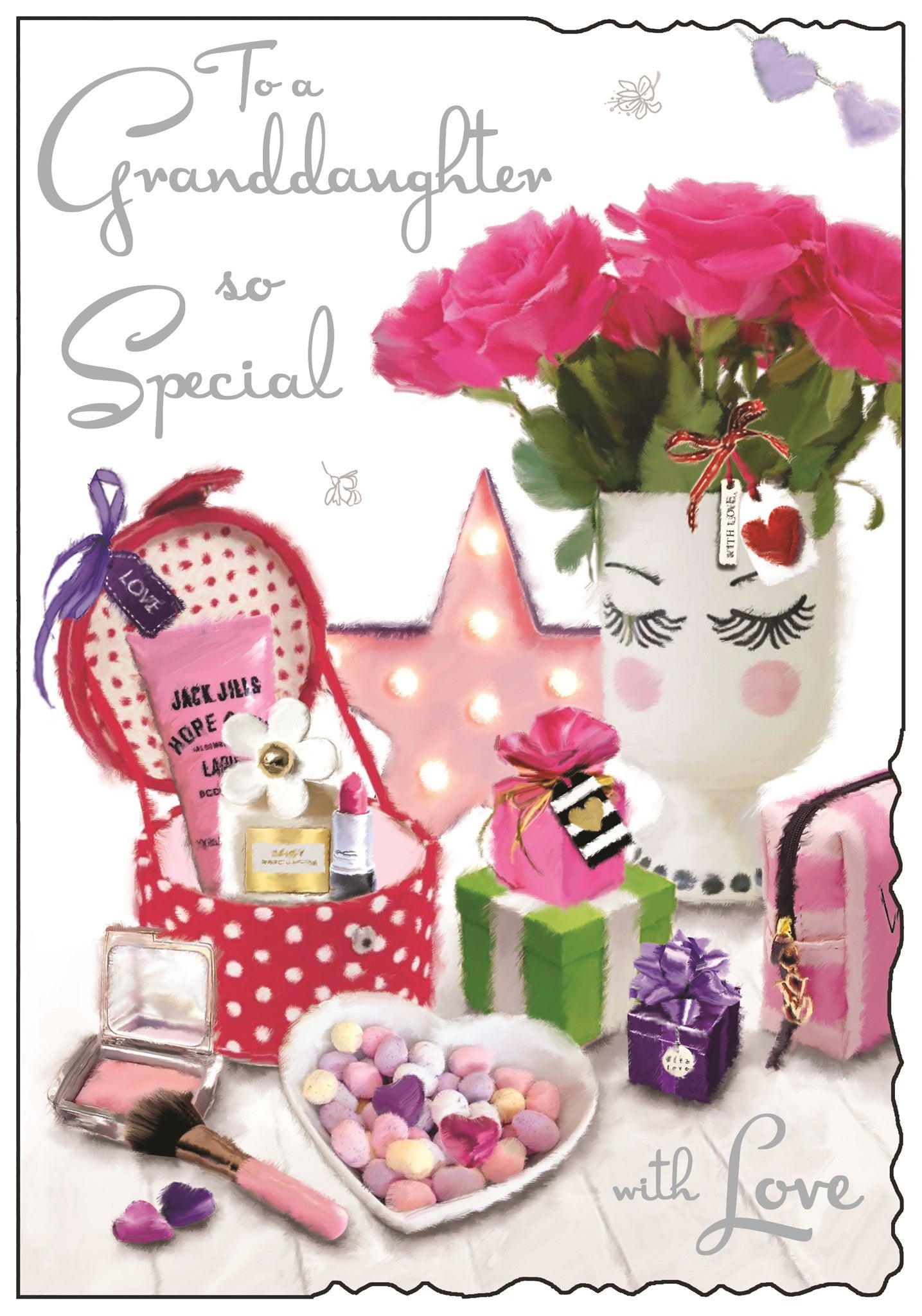 Granddaughter Birthday Card - Gifts, Flowers and Make Up